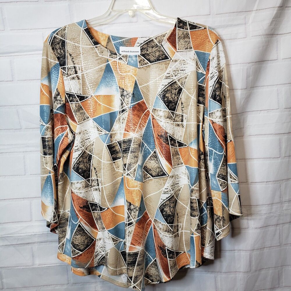 Alfred Dunner Stained-Glass Geometric Top Blouse XL Casual Comfort Style